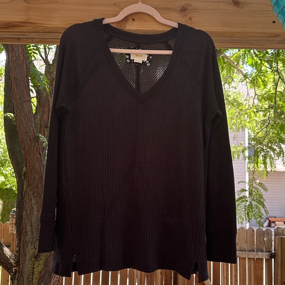 Anthropologie Maeve Pearson Black V Neck Oversized Lightweight Thermal Medium - Picture 3 of 16